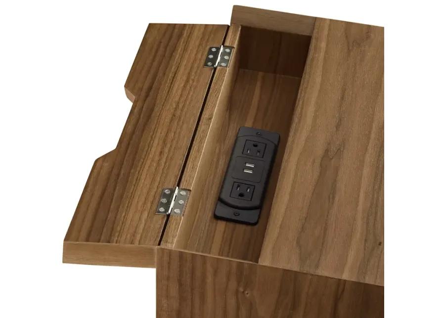 Ember Wood Nightstand With USB Ports