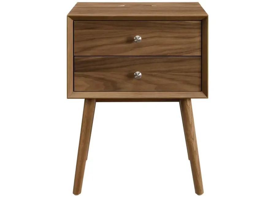 Ember Wood Nightstand With USB Ports