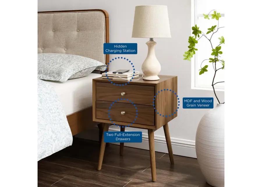 Ember Wood Nightstand With USB Ports