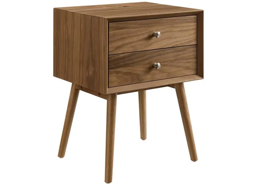 Ember Wood Nightstand With USB Ports