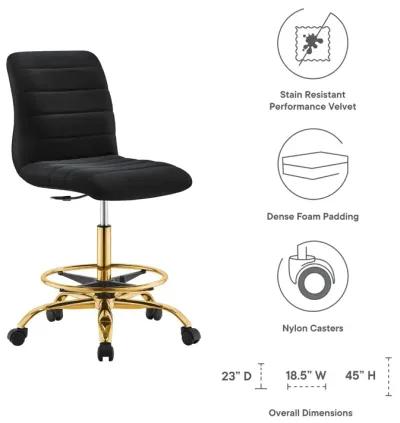 Ripple Armless Performance Velvet Drafting Chair