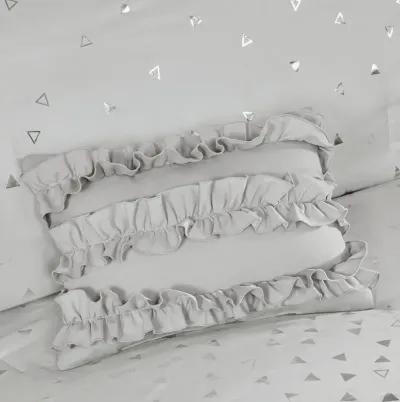 Intelligent Design Zoey Grey/Silver Metallic Triangle Print Comforter Set