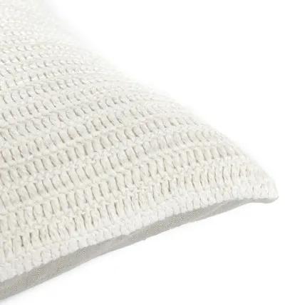 Nakeya Knitted 16"x36" Belgian Linen Throw Pillow, Ivory