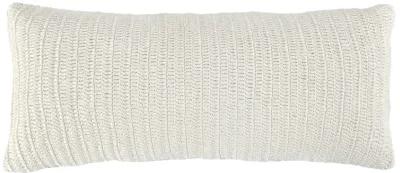 Nakeya Knitted 16"x36" Belgian Linen Throw Pillow, Ivory