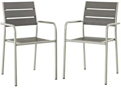 Shore Outdoor Patio Aluminum Dining Rounded Armchair Set of 2