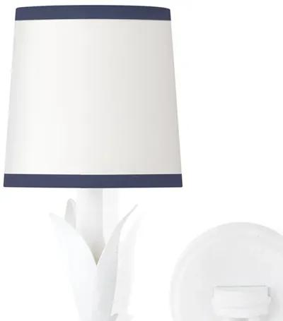 River Reed Sconce Double (White with Navy Shade)