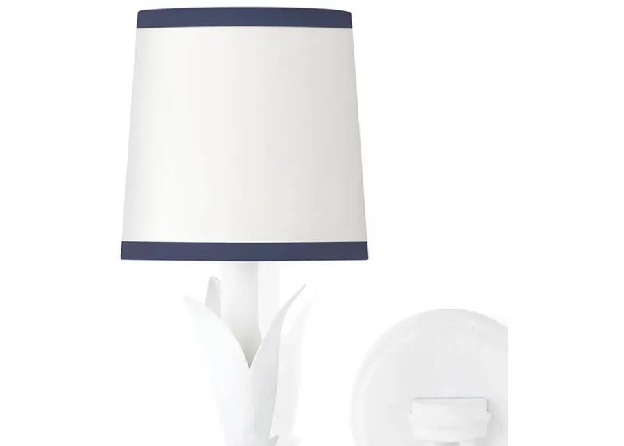 River Reed Sconce Double (White with Navy Shade)