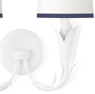 River Reed Sconce Double (White with Navy Shade)