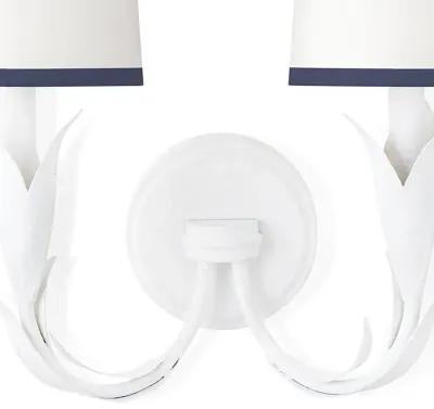 River Reed Sconce Double (White with Navy Shade)