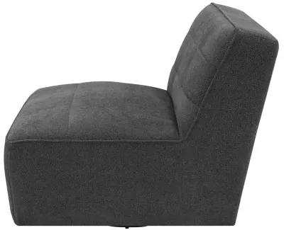 Cobie Upholstered Swivel Armless Chair Dark Charcoal