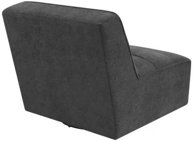 Cobie Upholstered Swivel Armless Chair Dark Charcoal