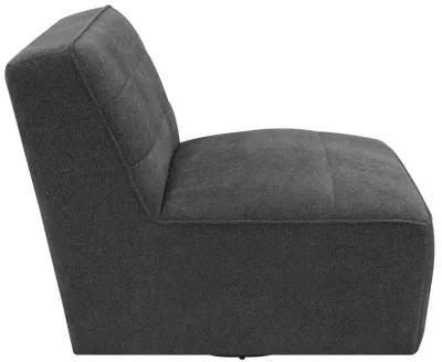 Cobie Upholstered Swivel Armless Chair Dark Charcoal