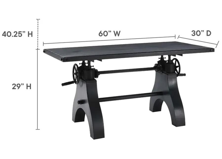 Genuine 60" Crank Adjustable Height Dining Table and Computer Desk