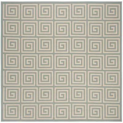 LINDEN 129 Collection LND129L-6SQ Cream / Aqua 6'-7" X 6'-7" Square