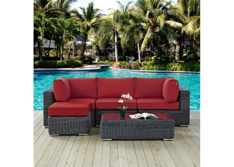 Summon 5 Piece Outdoor Patio Sunbrella® Sectional Set