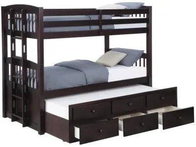 Kensington Twin Over Twin Bunk Bed with Trundle Cappuccino