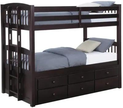 Kensington Twin Over Twin Bunk Bed with Trundle Cappuccino