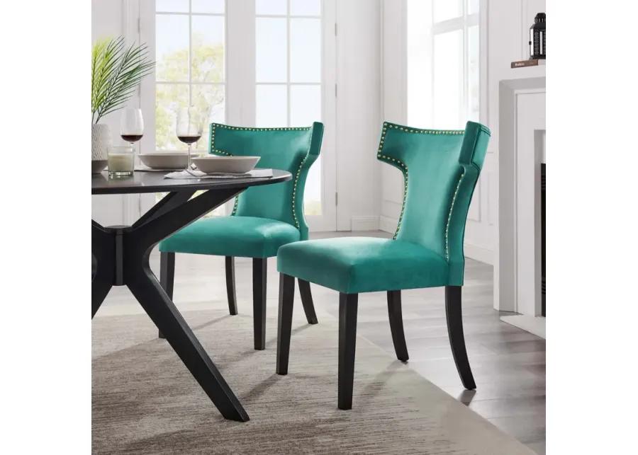 Curve Performance Velvet Dining Chairs - Set of 2