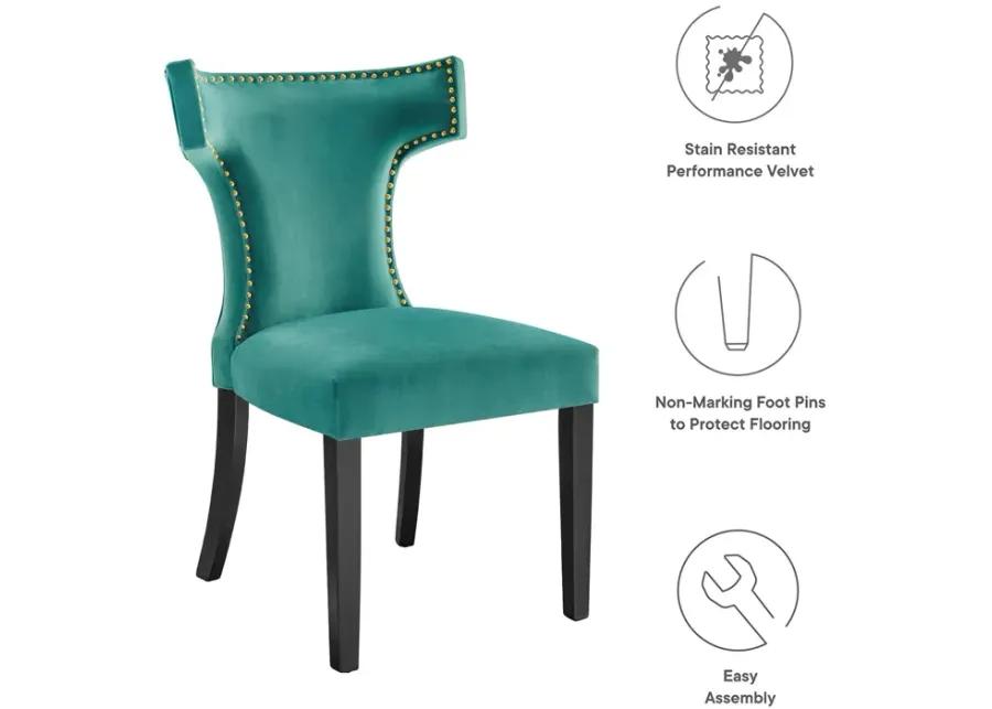 Curve Performance Velvet Dining Chairs - Set of 2