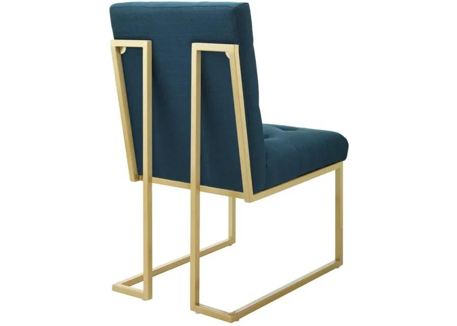 Privy Gold Stainless Steel Upholstered Fabric Dining Accent Chair