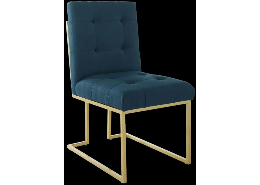 Privy Gold Stainless Steel Upholstered Fabric Dining Accent Chair