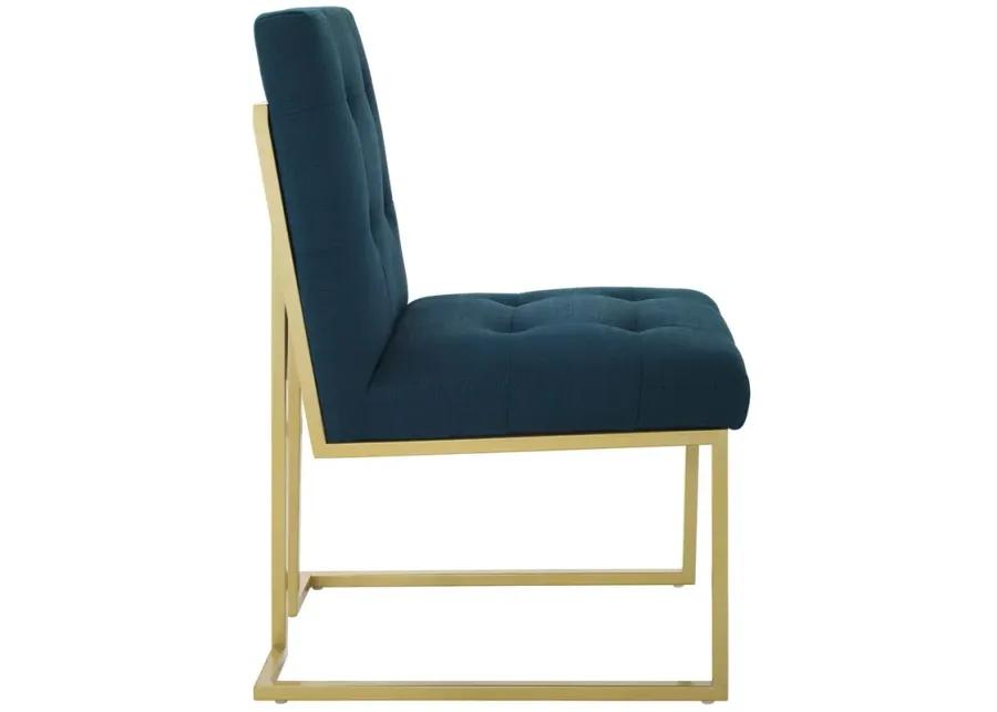 Privy Gold Stainless Steel Upholstered Fabric Dining Accent Chair