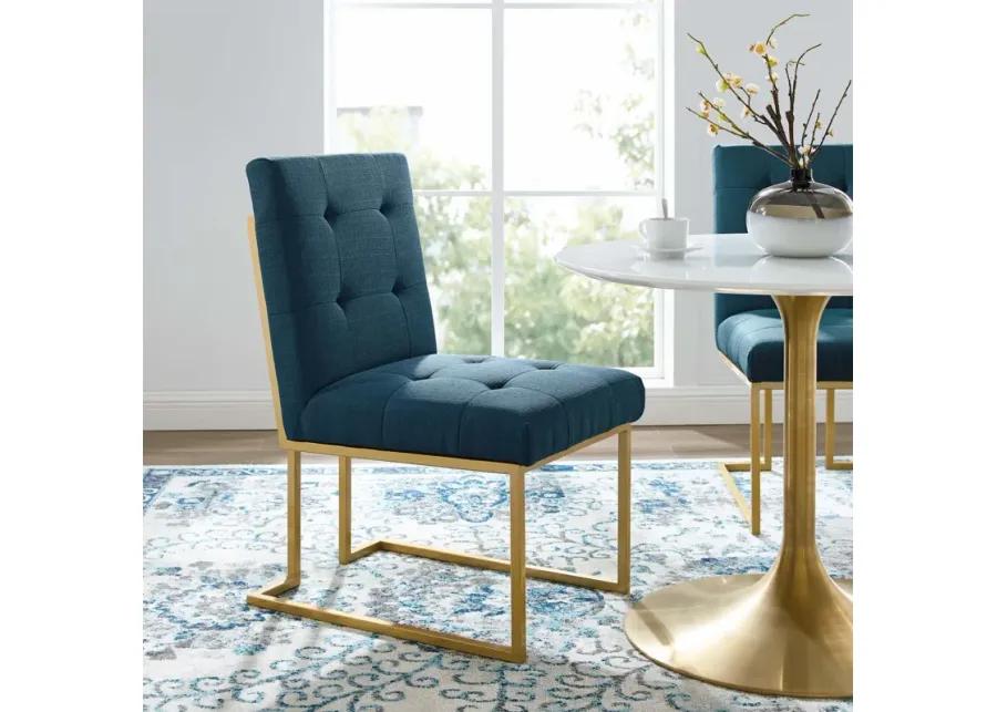 Privy Gold Stainless Steel Upholstered Fabric Dining Accent Chair