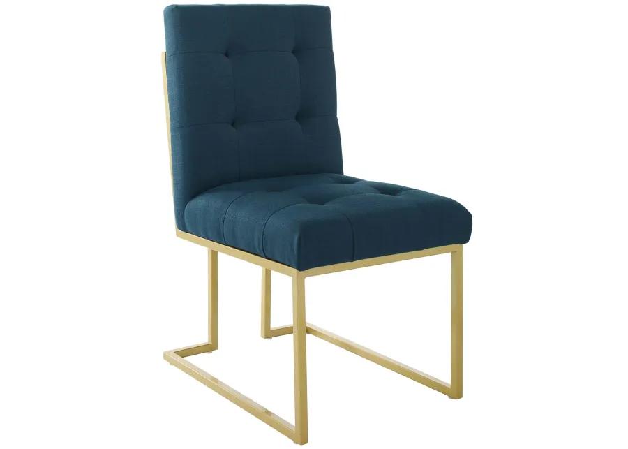 Privy Gold Stainless Steel Upholstered Fabric Dining Accent Chair