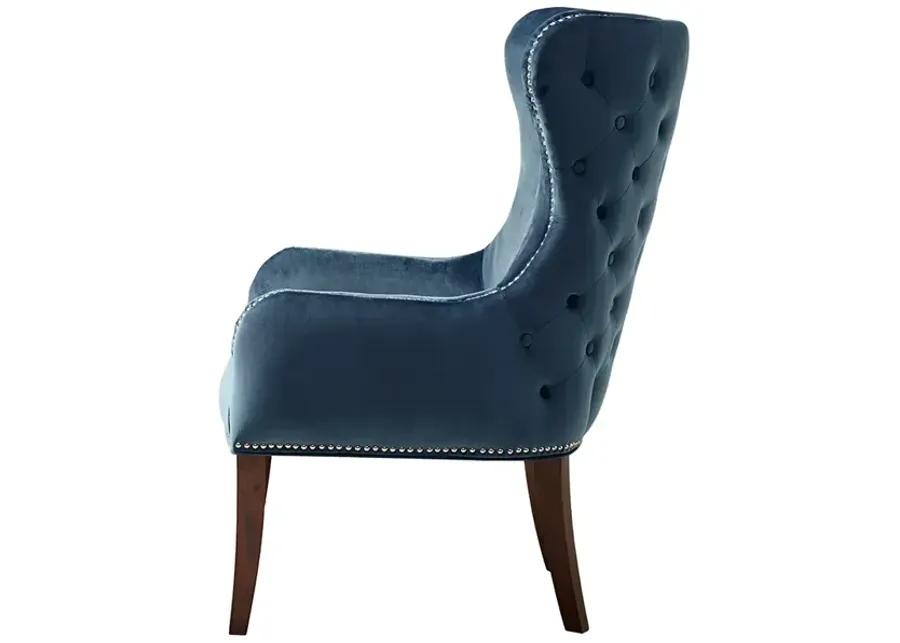 Madison Park Hancock Blue Button Tufted Back Accent Chair