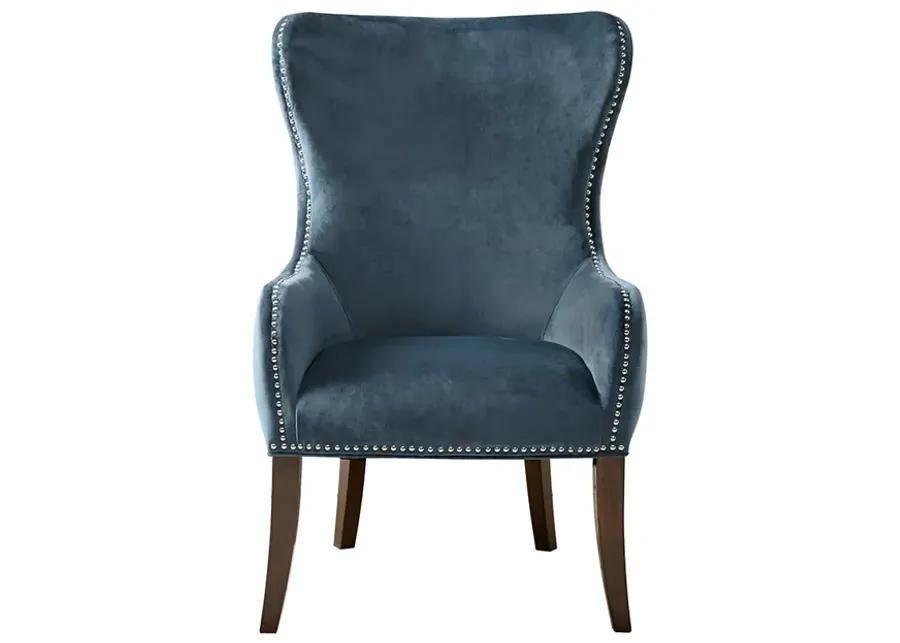 Madison Park Hancock Blue Button Tufted Back Accent Chair