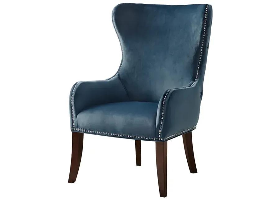 Madison Park Hancock Blue Button Tufted Back Accent Chair