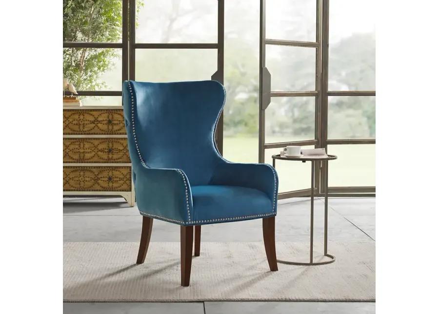 Madison Park Hancock Blue Button Tufted Back Accent Chair