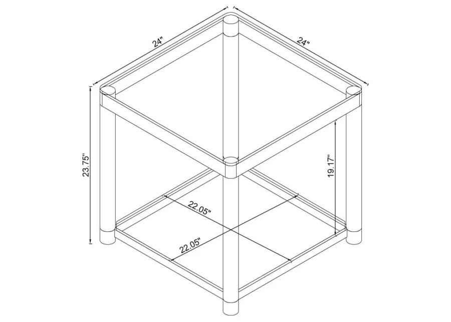 Alison End Table with Lower Shelf Chrome And Clear