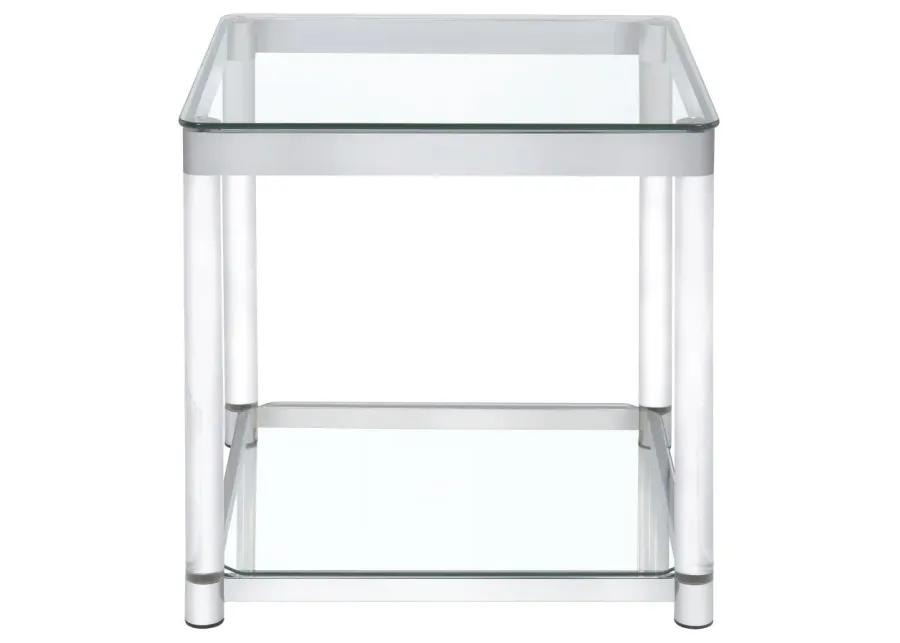 Alison End Table with Lower Shelf Chrome And Clear