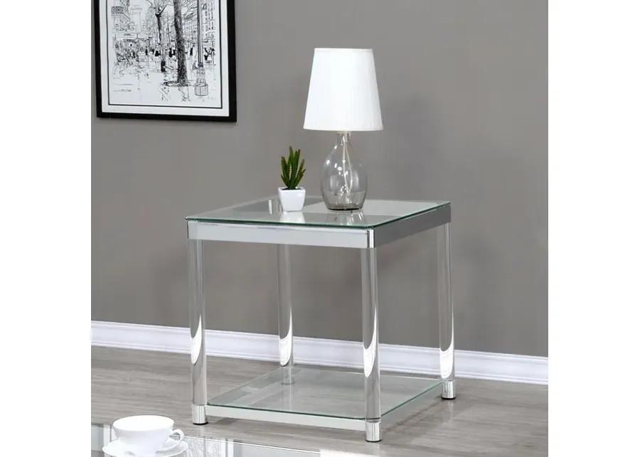 Alison End Table with Lower Shelf Chrome And Clear