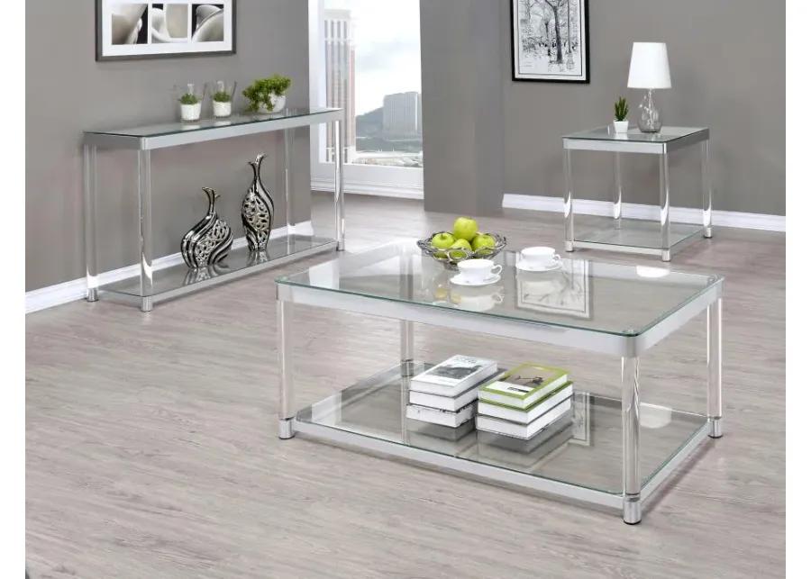 Alison End Table with Lower Shelf Chrome And Clear