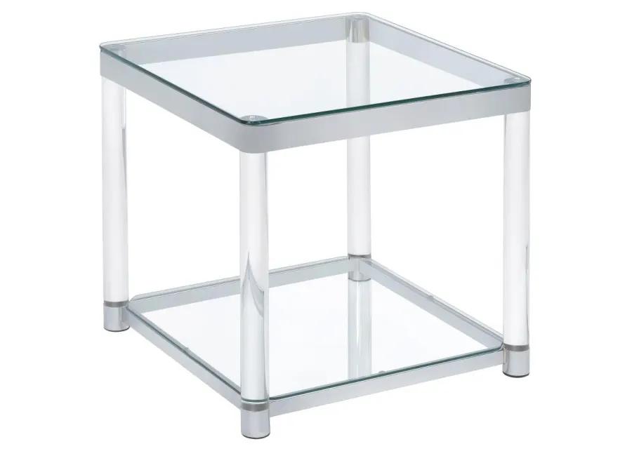 Alison End Table with Lower Shelf Chrome And Clear