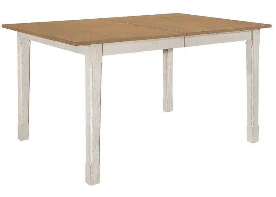 Aaron Rectangular Dining Table with Butterfly Leaf Natural And Rustic off White