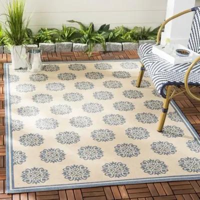 Safavieh BEACH HOUSE Collection BHS181M-5 Blue / Creme 5'-3" X 7'-6"