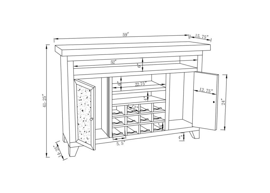 Melinda 2-door Wine Cabinet with Lighting Mirror