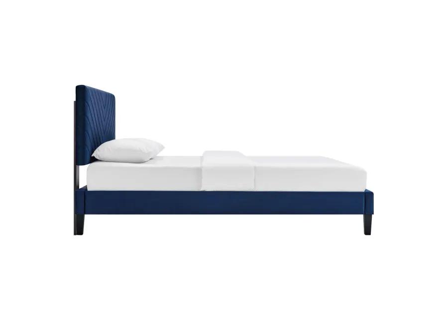 Roxanne Performance Velvet Queen Platform Bed