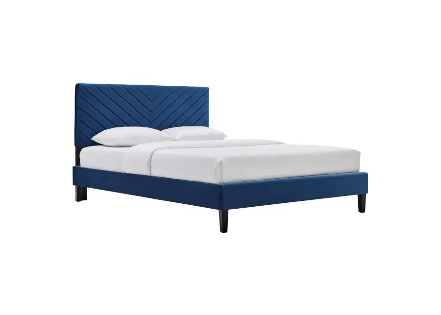 Roxanne Performance Velvet Queen Platform Bed