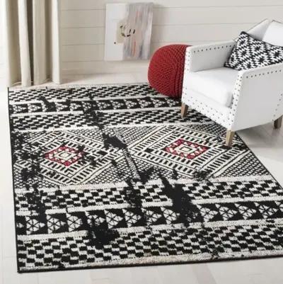 ADIRONDACK Contemporary Black / Light Grey 6' X 9' Powerloomed Rug