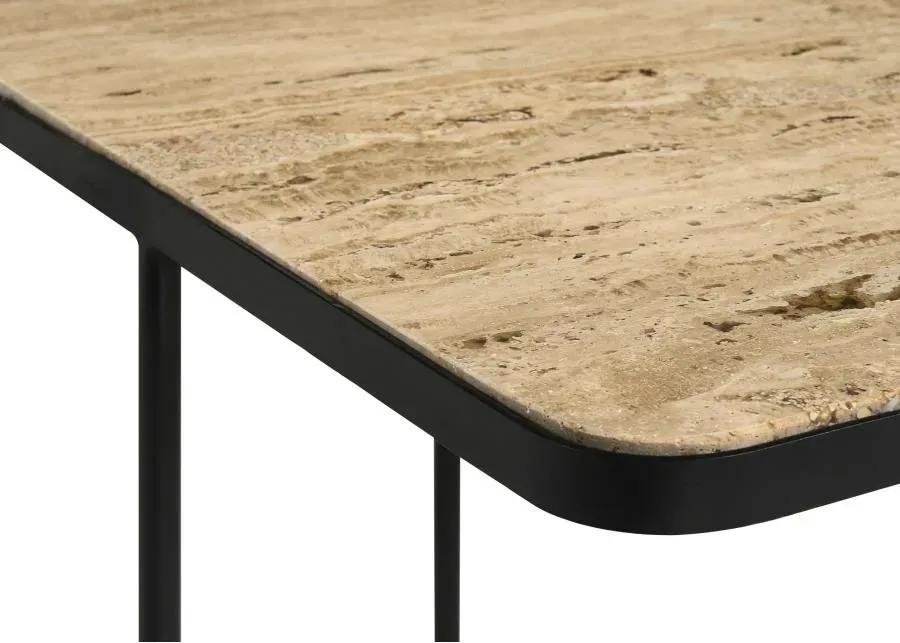 Elyna Square Accent Table Travertine and Black