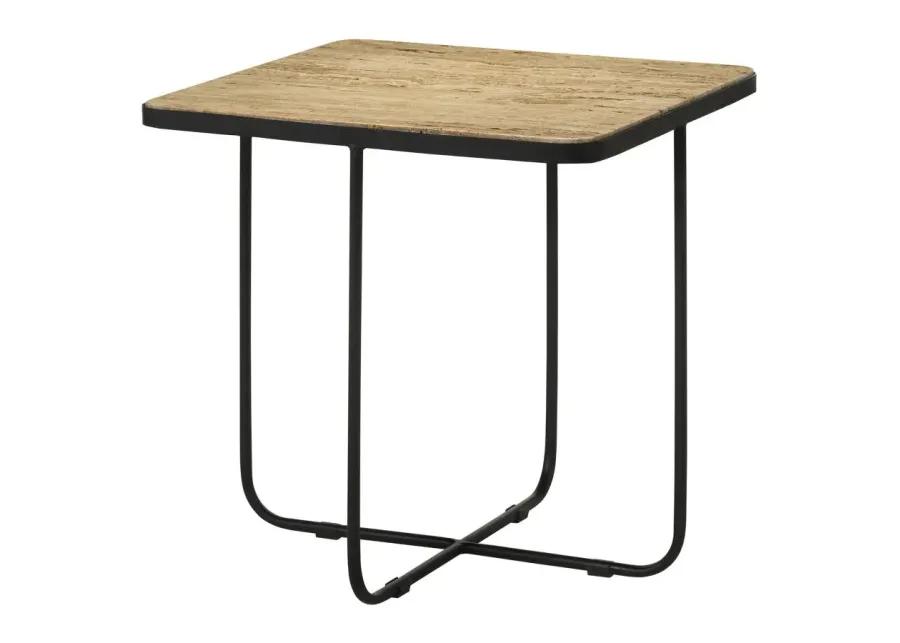 Elyna Square Accent Table Travertine and Black