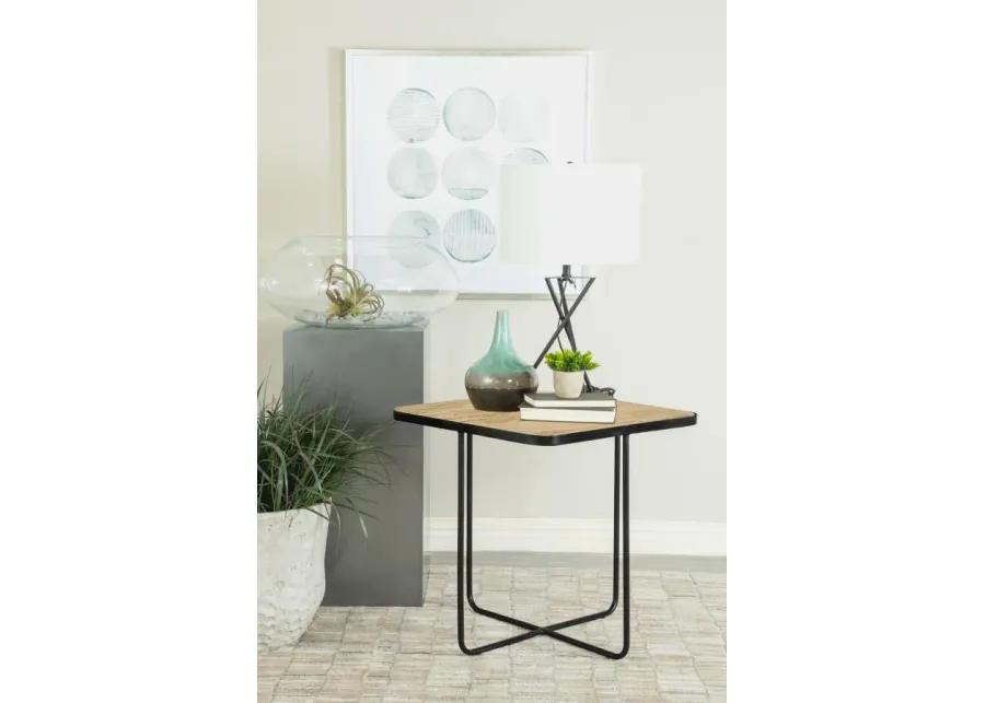 Elyna Square Accent Table Travertine and Black