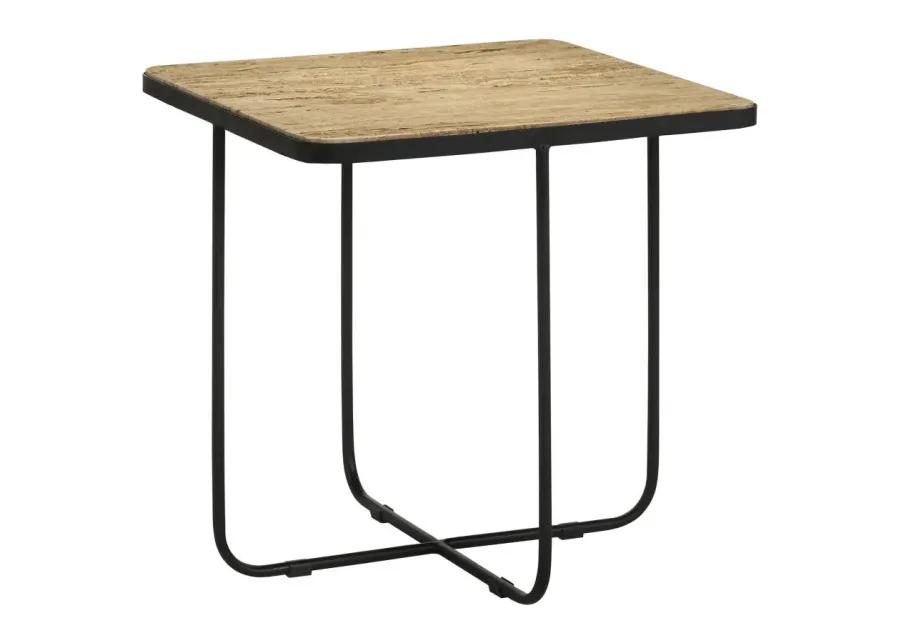 Elyna Square Accent Table Travertine and Black