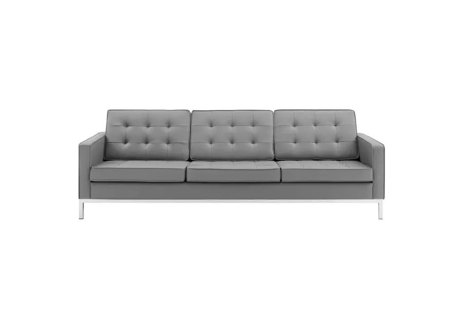 Loft Tufted Upholstered Faux Leather Sofa