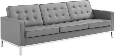 Loft Tufted Upholstered Faux Leather Sofa