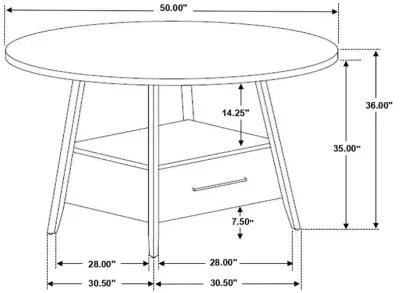 Gibson 1-drawer Round Counter Height Table Yukon Oak and Black